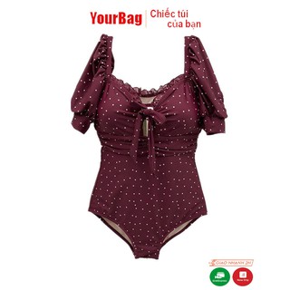Bikini 1 mảnh liền thân chấm bi bigsize che khuyết điểm, Bikini đi biển fullsize che bụng hottrend 2021