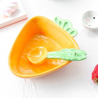 Bát, thìa sứ ăn dặm hình thỏ, cà rốt