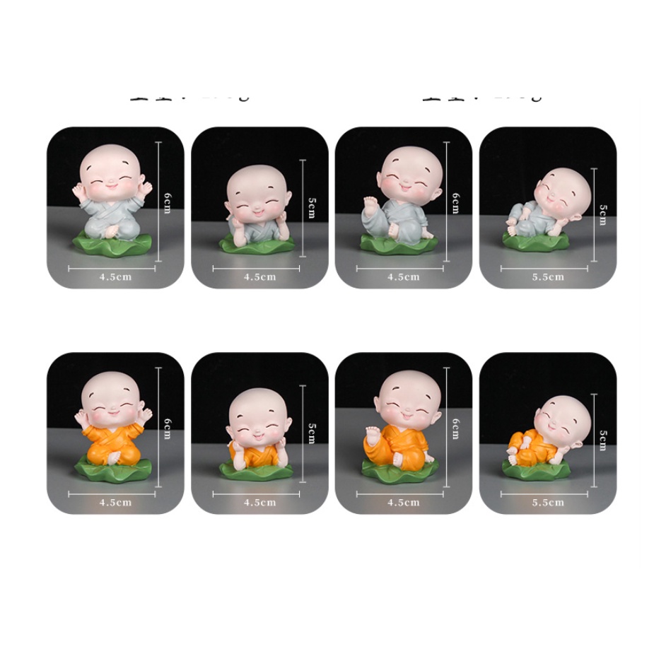 Set tiểu hoà thượng dễ thương ngồi lá sen trang trí taplo Ô Tô - D&A shop