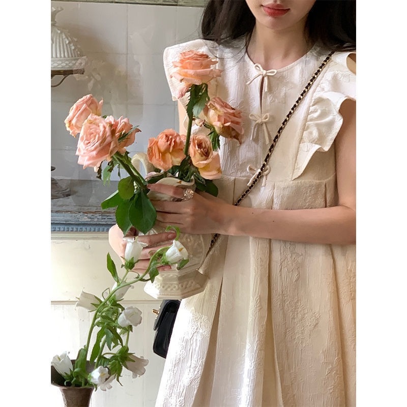 Đầm Búp Bê Tay Cánh Tiên Eo Cao Thời Trang Mùa Hè Mới Cho Nữ