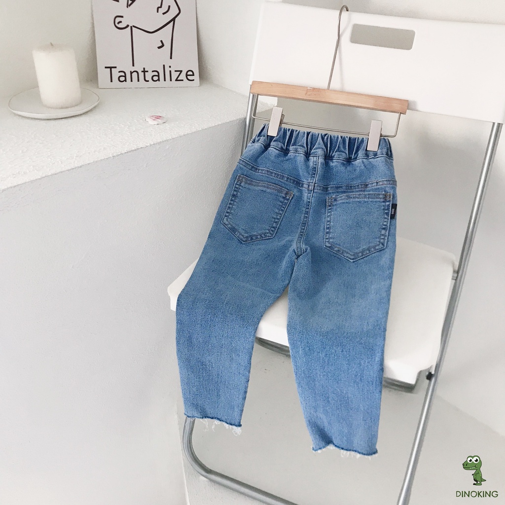 Quần bò cho bé gái DINOKING Quần jean bé gái lưng cao phong cách Hàn Quốc jeans trẻ em 2 - 8 tuổi QD12