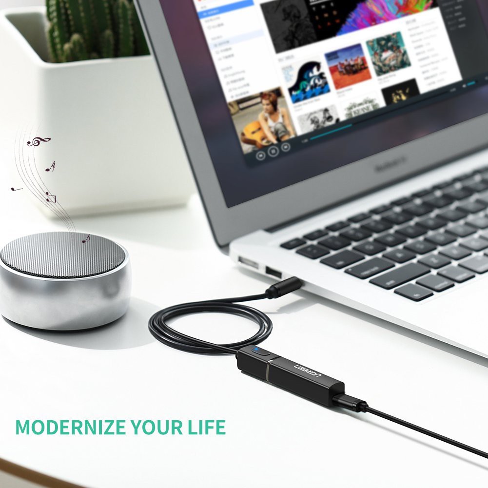 Bộ Phát Âm Thanh Bluetooth 5.0 Ugreen 40761(Dùng Cho TiVi+PC+Laptop Cổng 3.5mm)