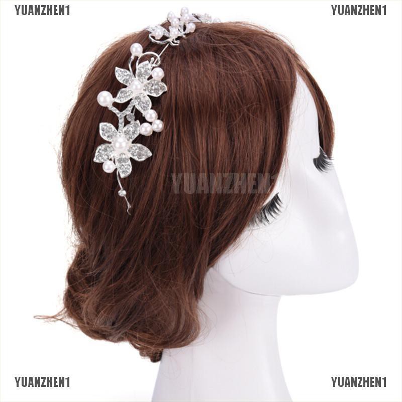 [YUANZHEN1] Cài Tóc Đính Pha Lê Và Ngọc Trai Giả Màu Bạc Dành Cho Tiệc Cưới