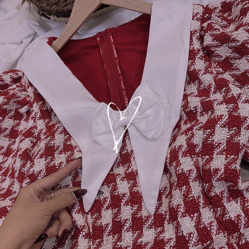 VÁY DẠ CARO CỔ NƠ