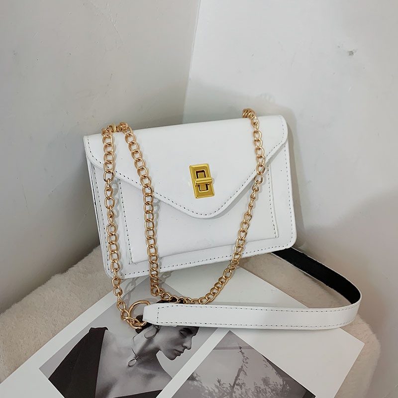 Túi Đeo Vai Hình Vuông Màu Trơn Phối Dây Xích Thời Trang Xuân Thu 2022 Cho Nữ