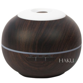 Máy xông tinh dầu tròn nút trắng màu gỗ tối HKTD-3604
