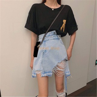 Chân váy jeans rách cá tính có bigsize