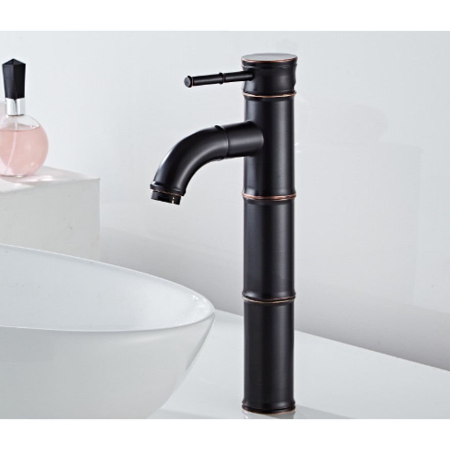 Vòi lavabo cao giả cổ nóng lạnh màu đen cao cấp MS3- dùng cho lavabo đặt bàn | BigBuy360 - bigbuy360.vn