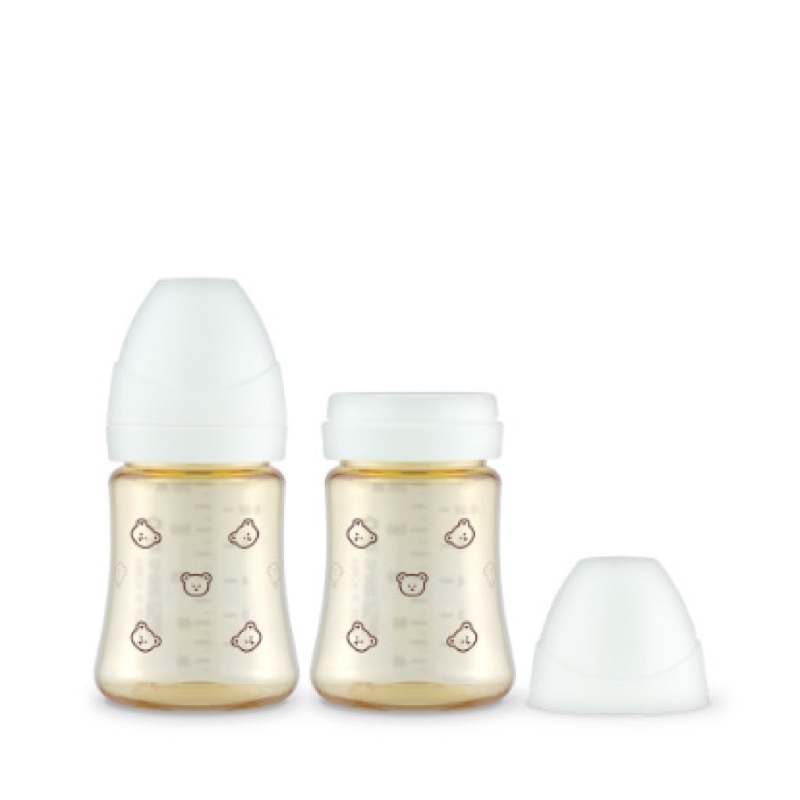 Bộ Bình sữa PPSU Grosmimi Gấu 200ml /300ml màu trắng -không núm ti - có tách lẻ