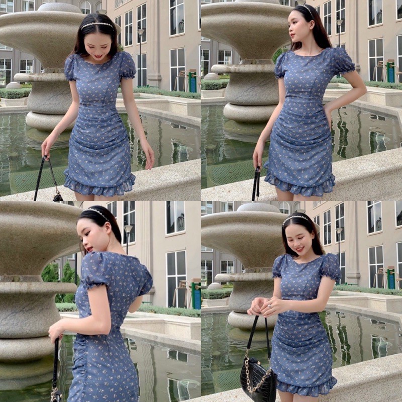 Đầm Xinh COCO DRESS thiết kế xếp li phần thân chất voan kèm lớp lót dày dặn hoan tiết hoa nhí