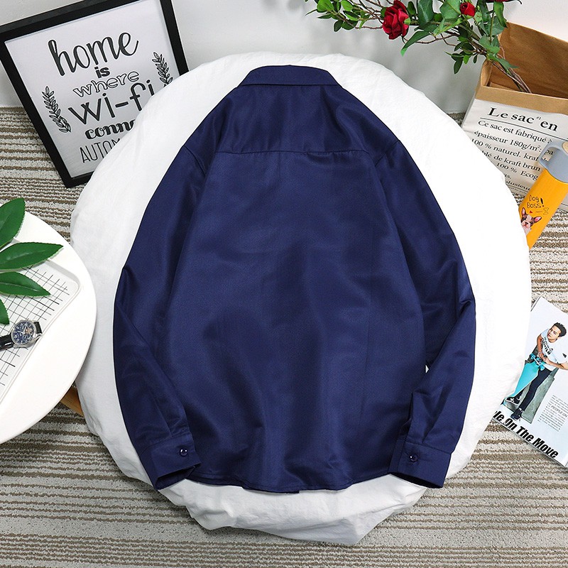 Men's office fashion solid color long sleeve shirt