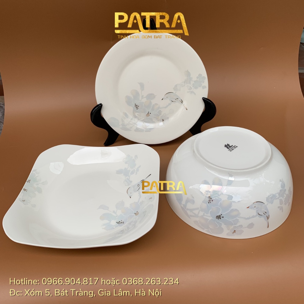 Bộ bát đĩa sứ M6 - bộ bát đĩa Bát Tràng cao cấp (bán đồ lẻ tại đây)