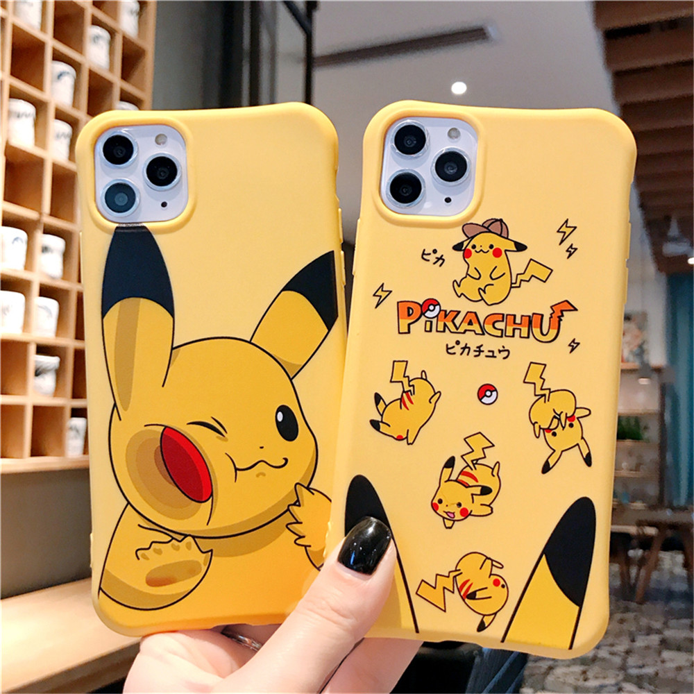 Ốp Điện Thoại Silicon Mềm Chống Rơi Hình Pikachu Màu Vàng Cho Iphone 12 Mini 12 11 Pro Max X Xr Xs Max 6 7 8 Plus Se2020