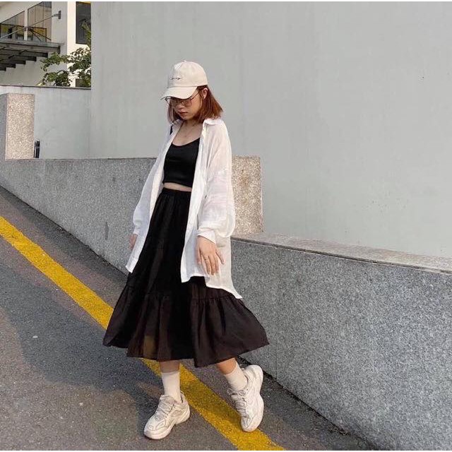 [VV12] Chân váy von nữ xòe 3 tầng vintage trắng đen | BigBuy360 - bigbuy360.vn