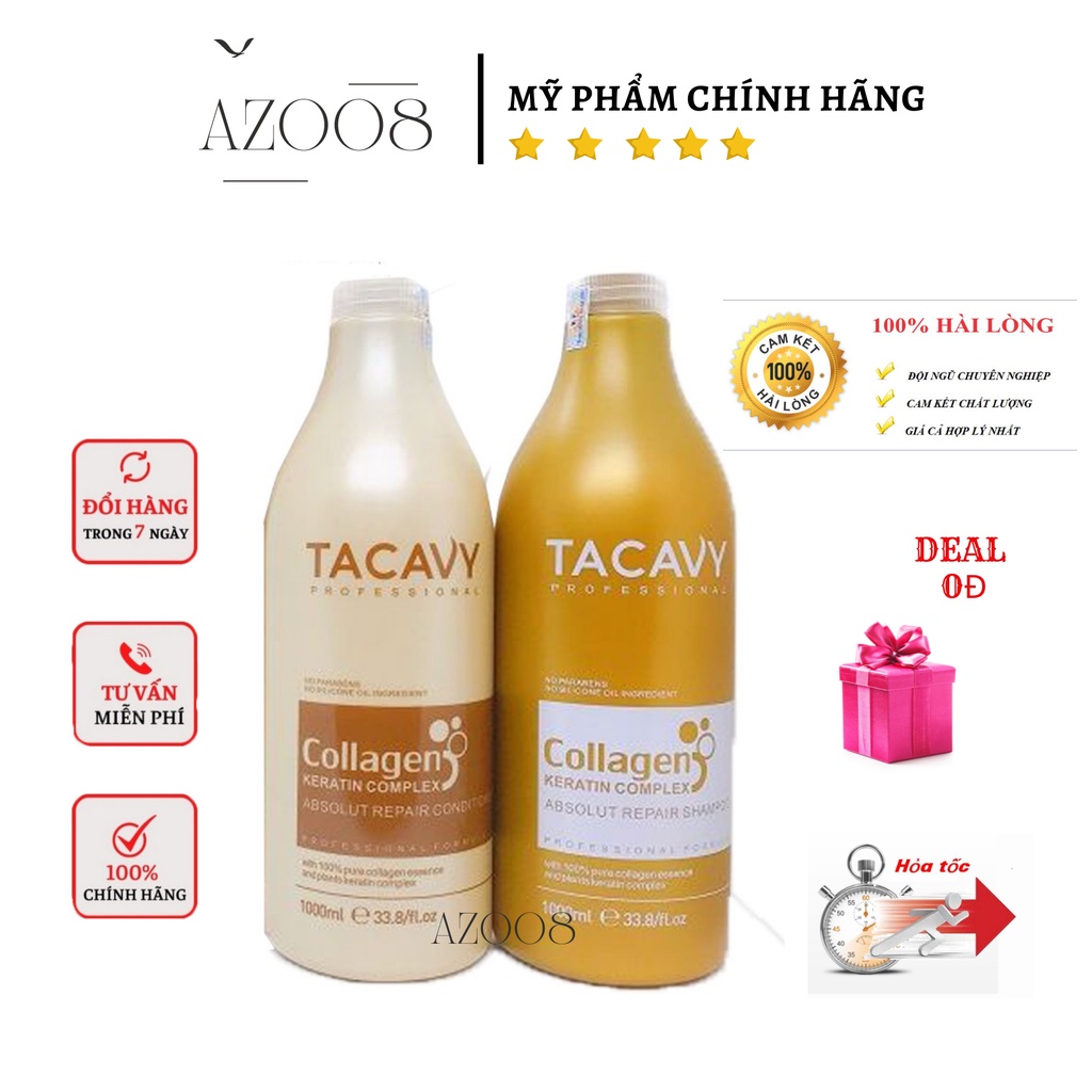 Cặp dầu gội xả Tacavy collagen 500 - 1000mlx2 dầu gội đầu mượt tóc, dưỡng tóc, phục hồi tóc hư tổn AZ008