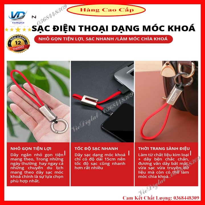 Dây sạc nhanh dáng móc khoá, Chuyên dụng cho iPhone có thể truyền tải dữ liệu [ BH 6 tháng ]