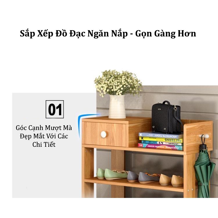 Kệ giầy gỗ đa năng 5 tầng cao cấp, giá để giày dép đa năng