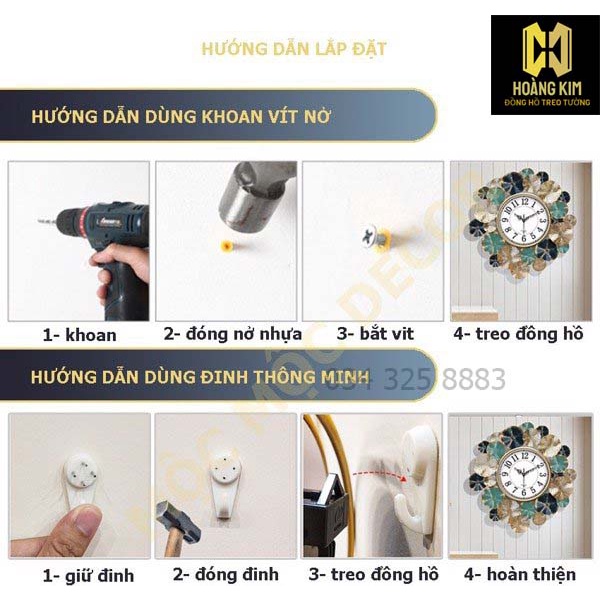 Đồng hồ treo tường đồng hồ trang trí Decor cách điệu hình bông hoa phong cách cổ điển sang trọng size 110x60cm