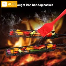 Vợt Lưới Nướng Thịt Bbq Bằng Thép Không Gỉ Với Tay Cầm Gỗ