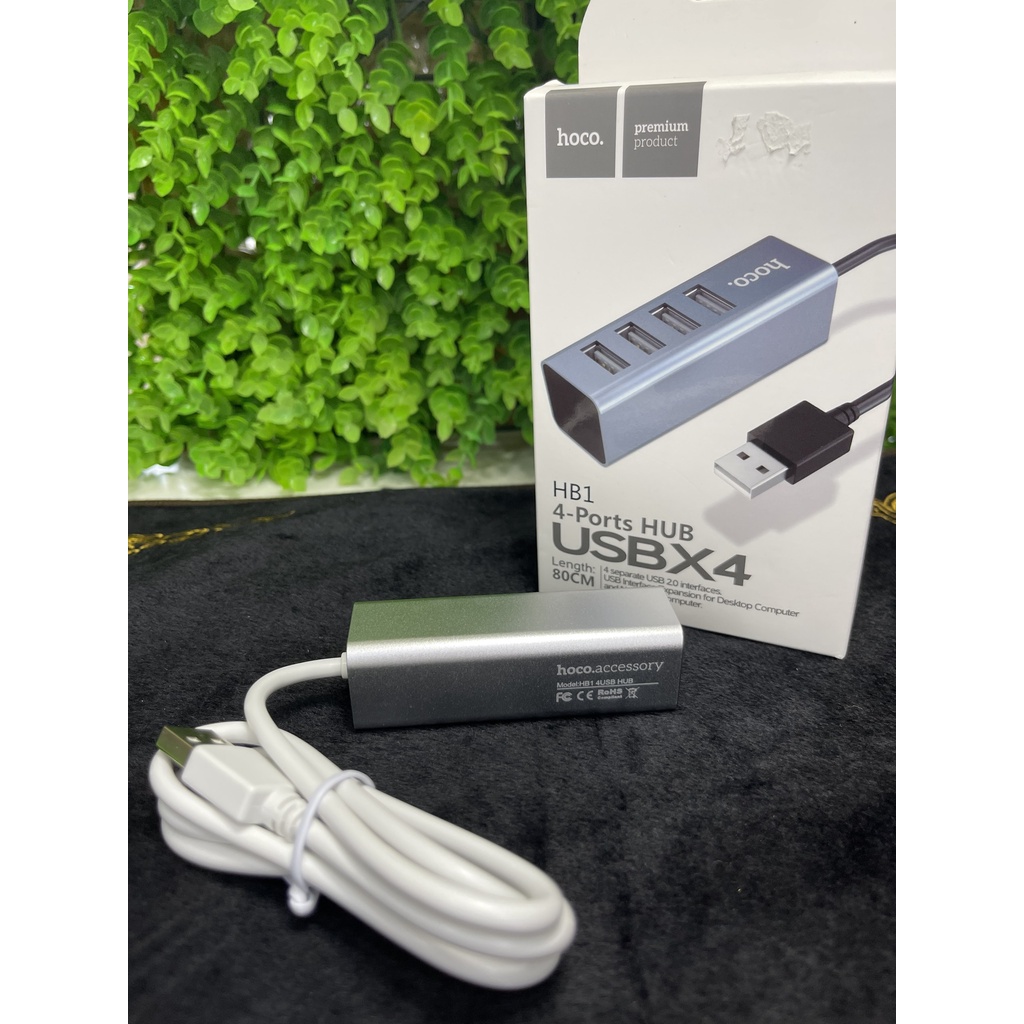 Bộ Hub Chia Cổng USB Hoco HB1 - Chia 1 Thành 4 Cổng USB Cho Macbook, Dell, Máy Tính Window, Linux,...Hàng Chính Hãng.