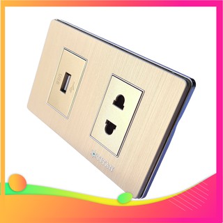 Mặt 1 ổ cắm đơn 2 chấu 1 ổ cắm usb titan gold