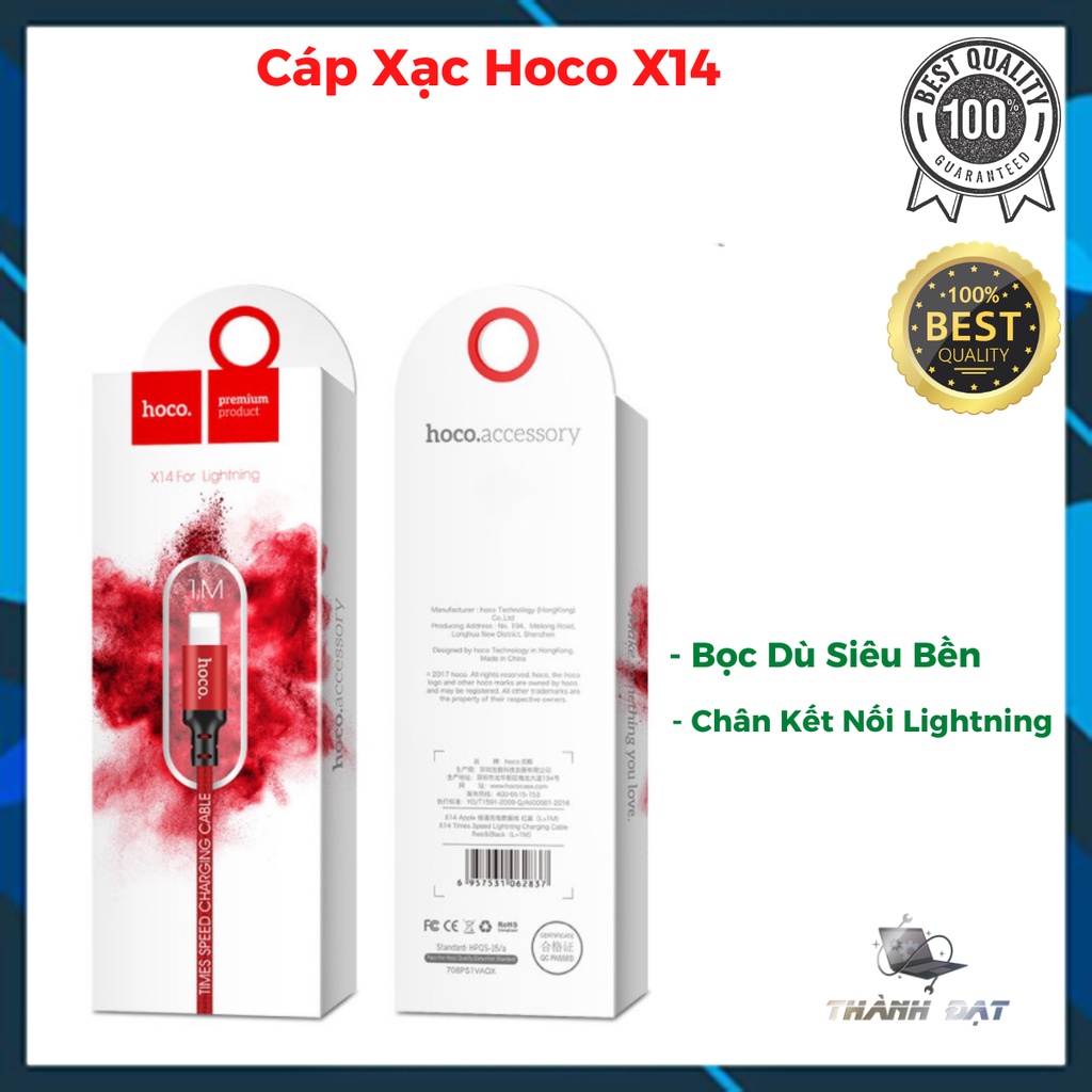 Dây Sạc Hoco,Cáp Sạc Hoco Chân X14 Cho ĐT Pin Dự Phòng Tai Nghe Dài 1M 2M