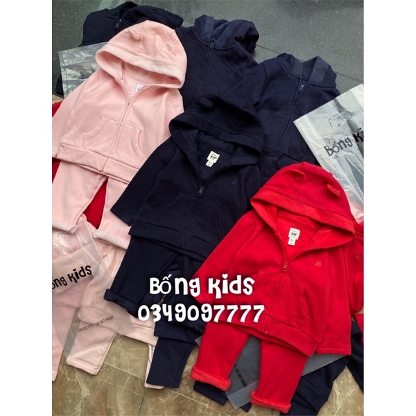 Bộ Nỉ Kéo Khoá Bé Trai &amp; Bé Gái Tai Gấu G