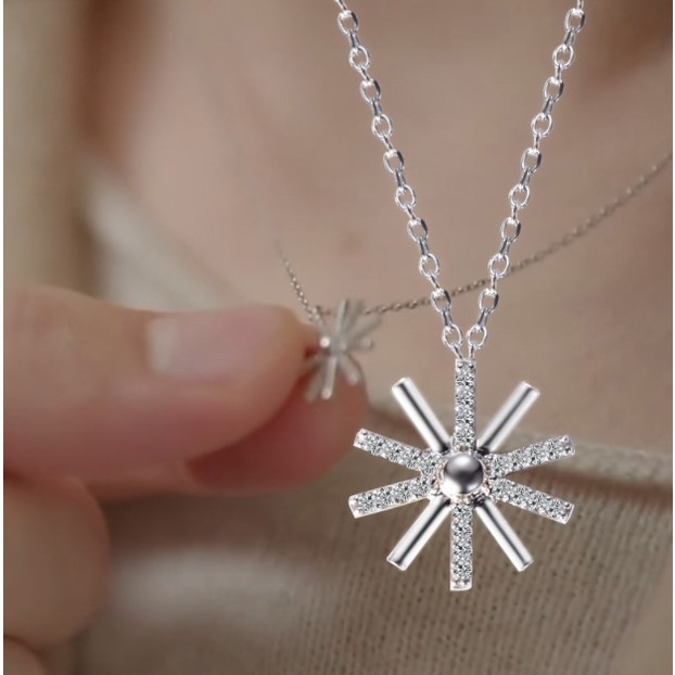 Dây chuyền nữ mạ bạc 925 vòng cổ bạc 925 cao cấp hình bông tuyết hàn quốc trang sức bạc CINLA DC039