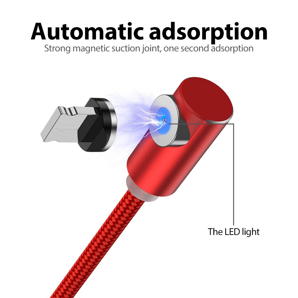 Dây cáp sạc dây bên cotton có đầu sạc micro USB hình chữ L từ tính 2M