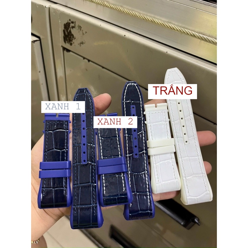 Dây da vân cá sấu đủ màu + cao su cho đồng hồ franck muller v45 SCDT
