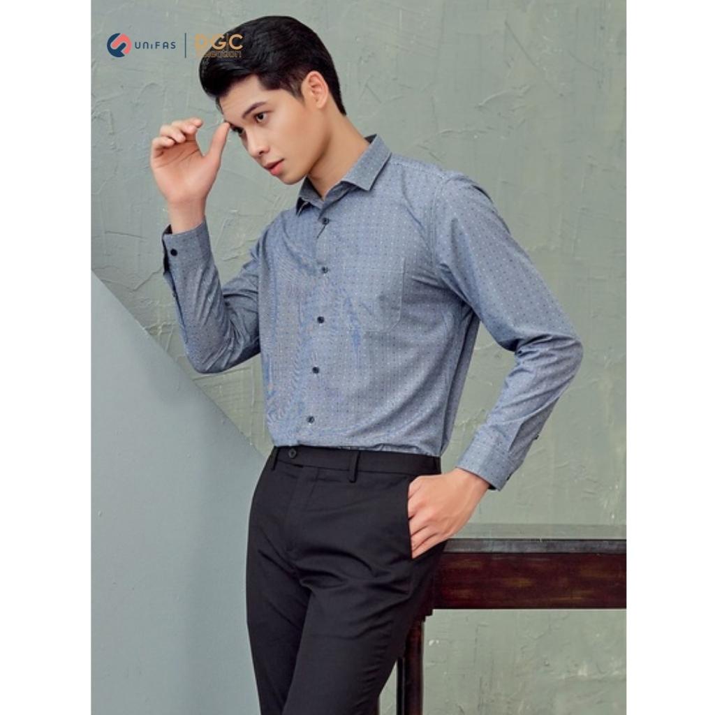 Áo sơ mi nam dài tay DGCs dáng suông họa tiết hiện đại, chất vải ít nhăn thoáng mát thấm hút tốt SASDBB03M