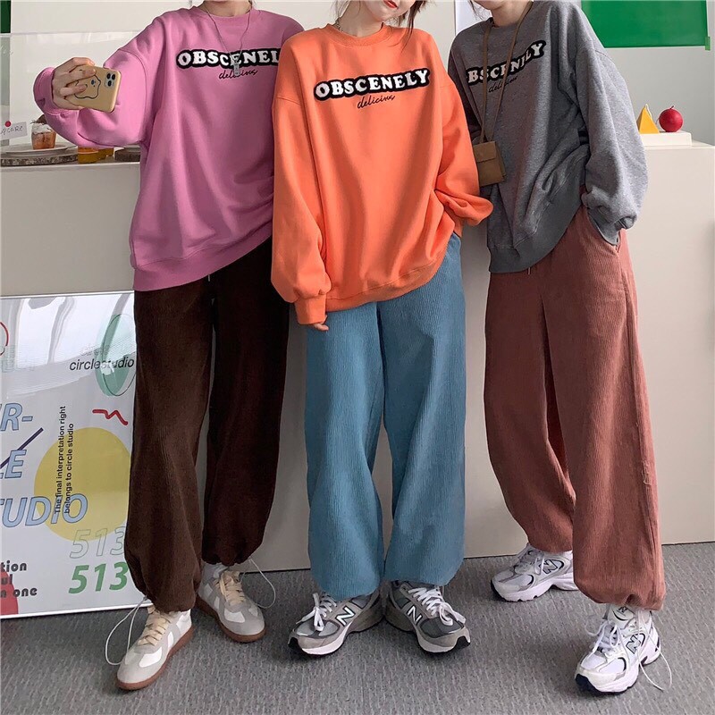 Áo Sweater Nỉ In Chữ OBSCENLY Nam Nữ Form Rộng Nhiều Màu Basic Q61