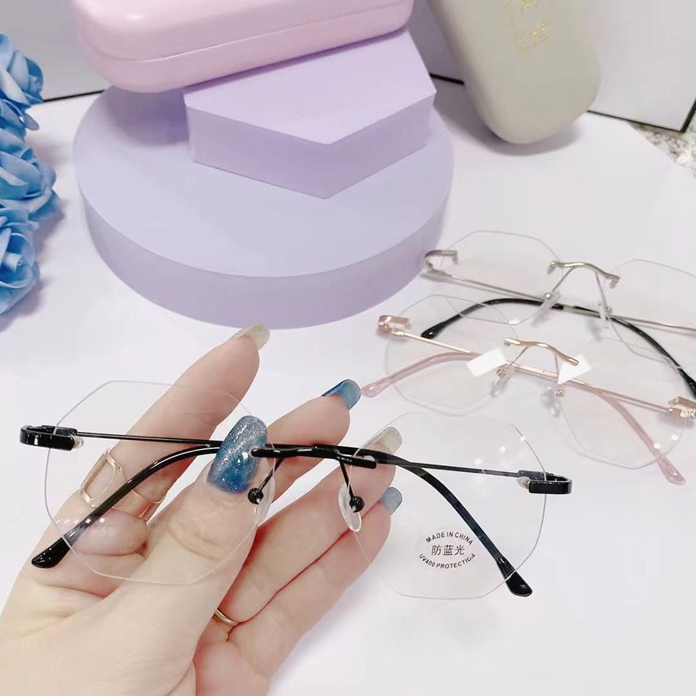 Kính mắt đọc sách tròng không viền trong suốt phong cách retro Hàn Quốc thời trang