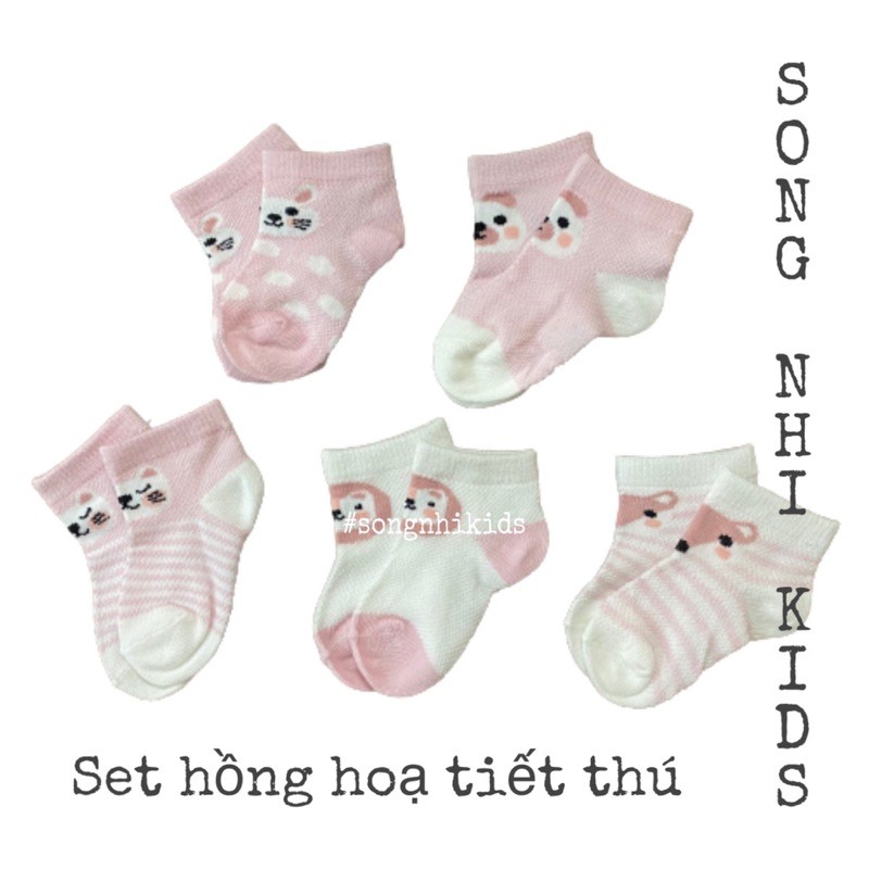 SET 5 TẤT COTTON CO GIÃN TRẺ SƠ SINH 0-9 THÁNG TUỔI (MÀU CỰC DỄ THƯƠNG)