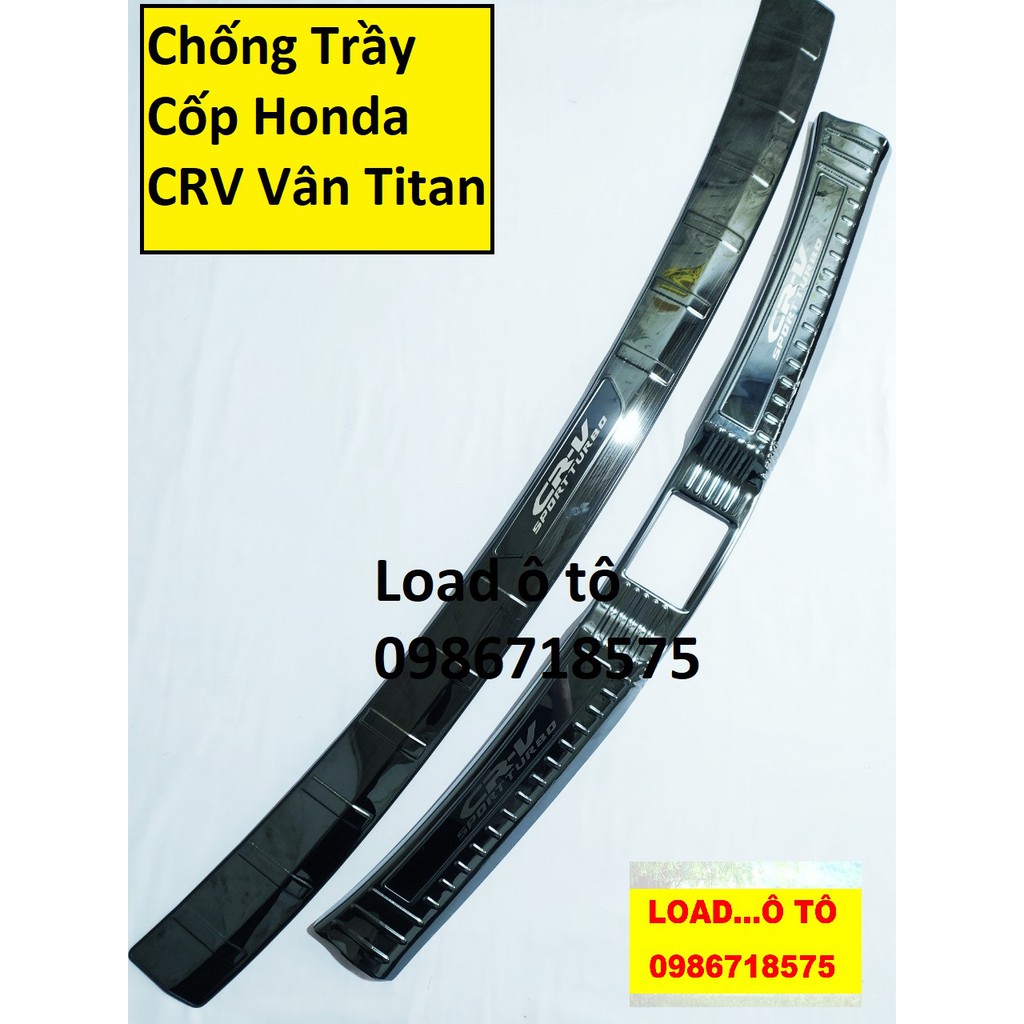 Ốp chống trầy cốp trong và ngoài Honda CRV 2024-2018 Vân Titan Màu Đen Cao Cấp
