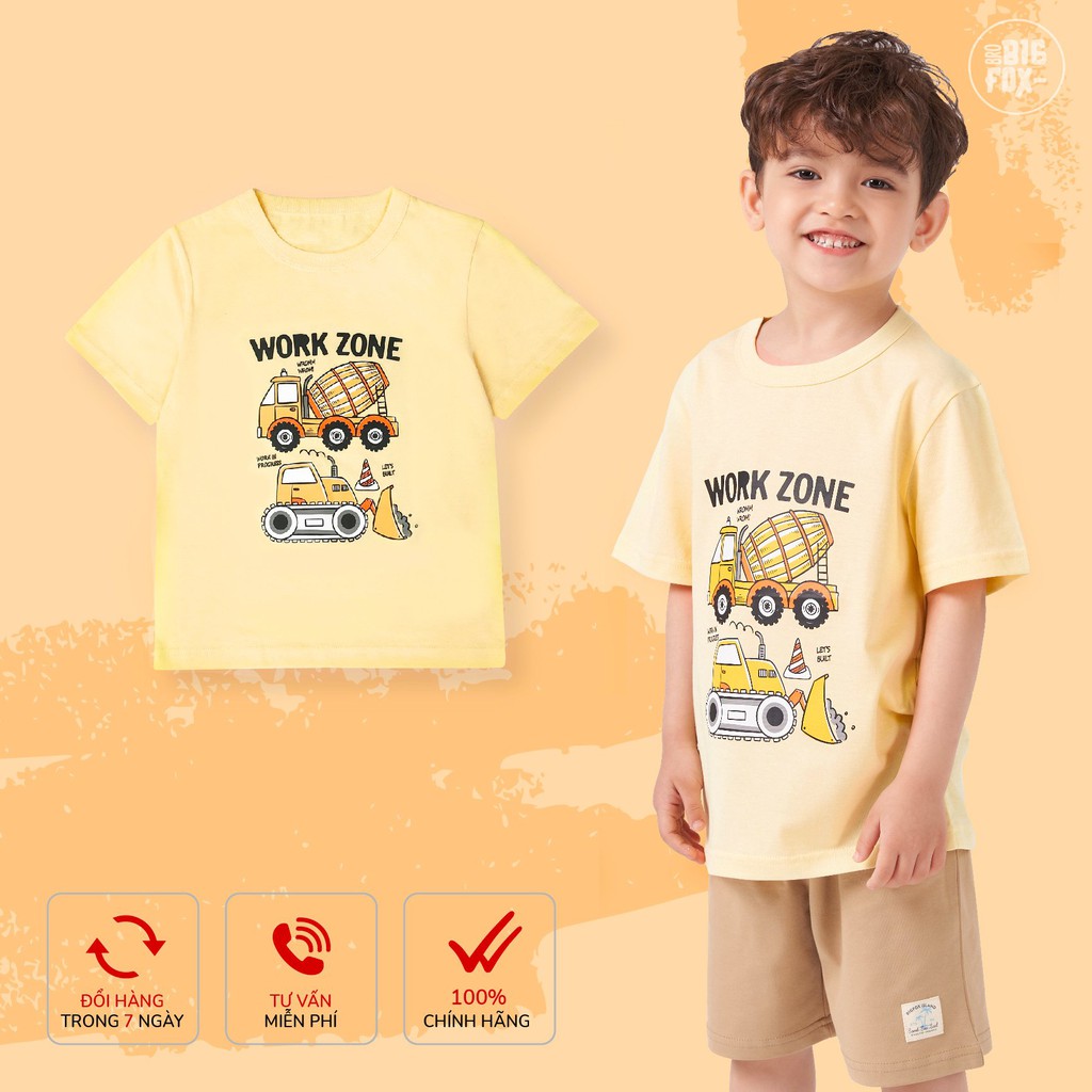 Áo cotton cho bé trai BIGFOX - MISS MEOW mặc màu hè họa tiết khủng long set 6 màu size trẻ em 3,4,5,6,7,8 tuổi