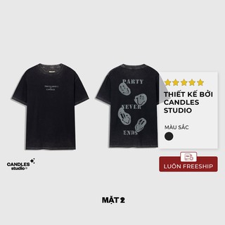 Áo phông unisex hai mặt loang màu PNE Candles Studio