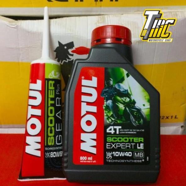 Combo Nhớt Motul Scooter Expert LE 10W-40 800ML Và Nhớt Lap Motul 120ml