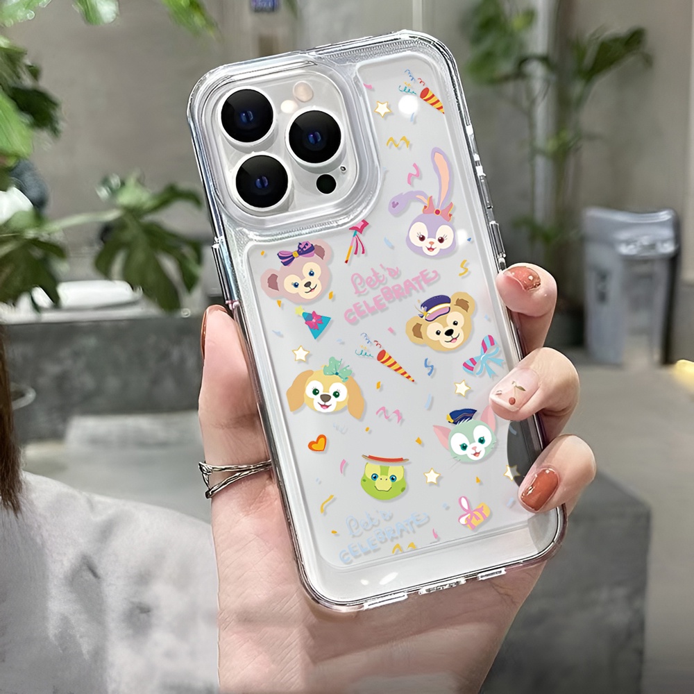 Ốp Điện Thoại Trong Suốt Hình Gia Đình Gấu Duffy Cho iphone 14ProMax 14Plus 13 11 12 7Plus X XR XS Max