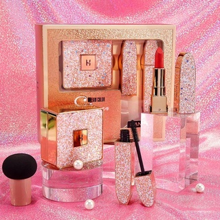 Set trang điêm 3 món star hanber - bộ combo 3 món phấn nền, son môi, chải mascara