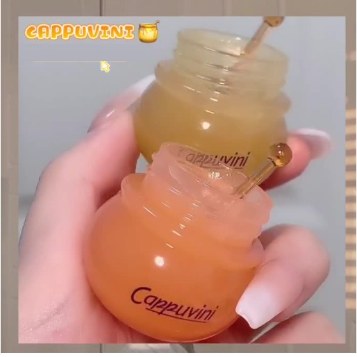 Hũ Cappuvini mặt nạ ngủ môi kiểm son dưỡng ong vàng Honey Moist - Tặng kèm cọ mật