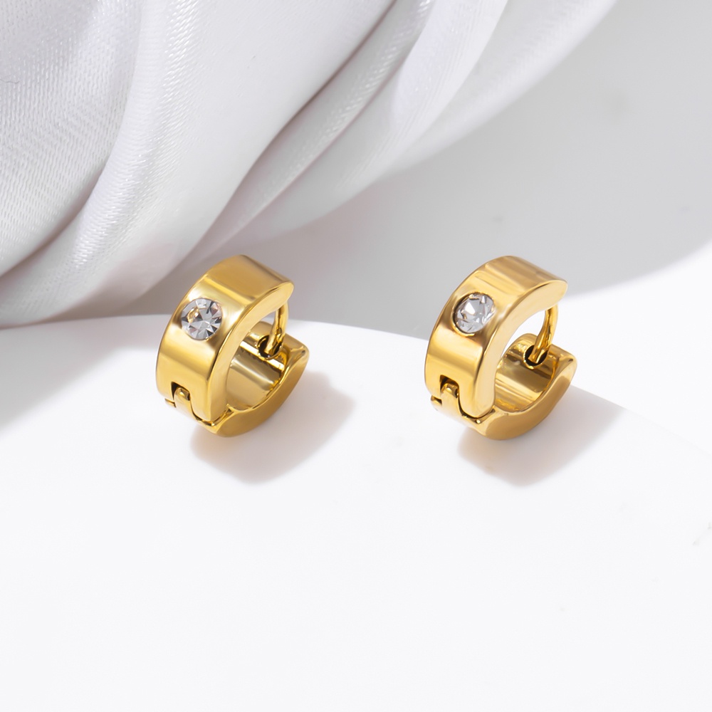 Khuyên Tai Tròn Nhỏ Bằng Thép Không Gỉ Mạ Vàng/Bạc Dễ Thương Cho Nữ