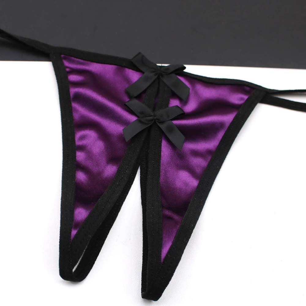 Quần lót lọt khe chữ T lưng thấp hở đáy vải satin mỏng quyến rũ thời trang dành cho nữ