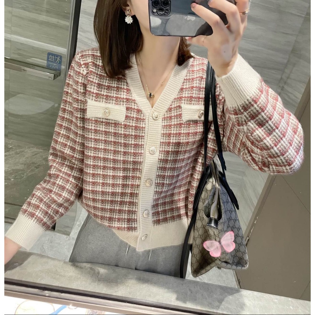 (Có sẵn) Áo khoác len cardigan kẻ sọc  phong cách Hàn mẩu mới ulzzang | BigBuy360 - bigbuy360.vn