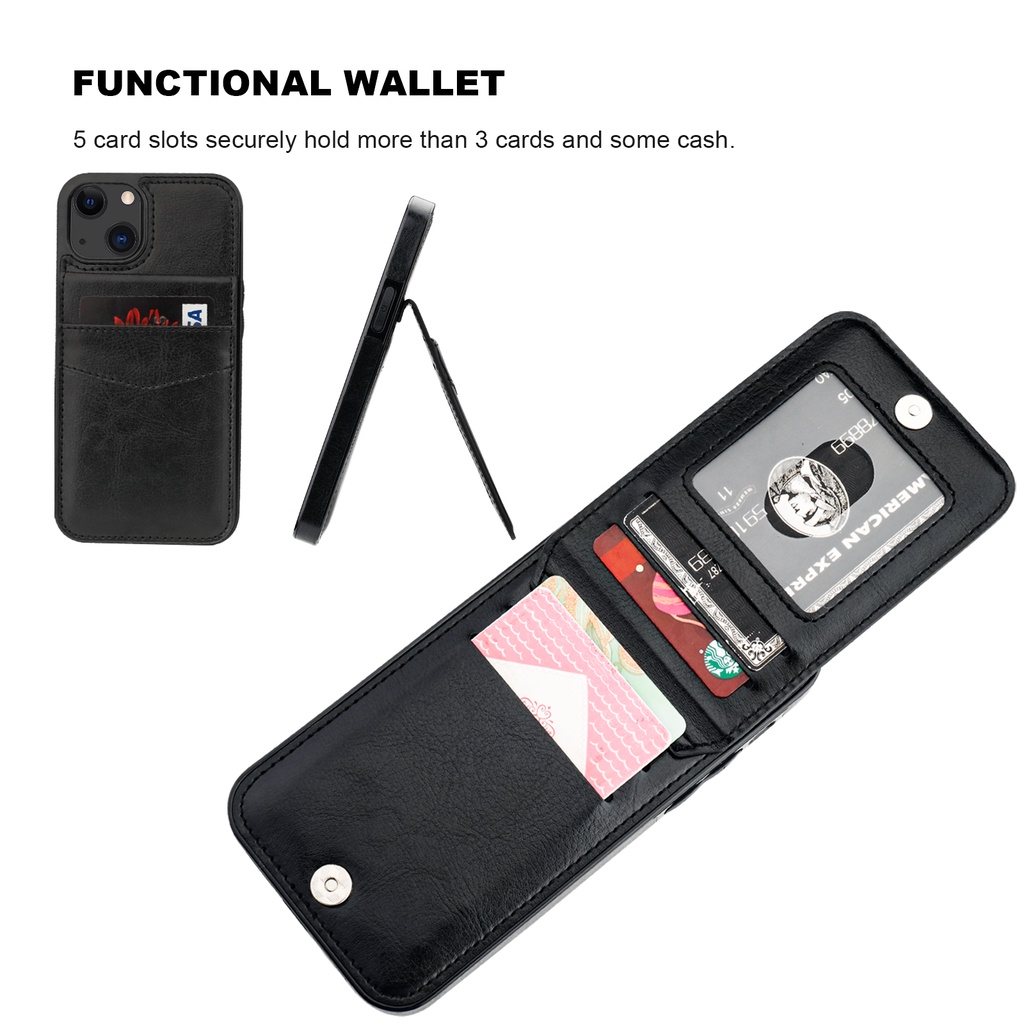 Bao Da Điện Thoại Kèm Ngăn Đựng Thẻ Khóa Từ Tính Cho iPhone 13/12/11/xsmax/xr/7/8 plus