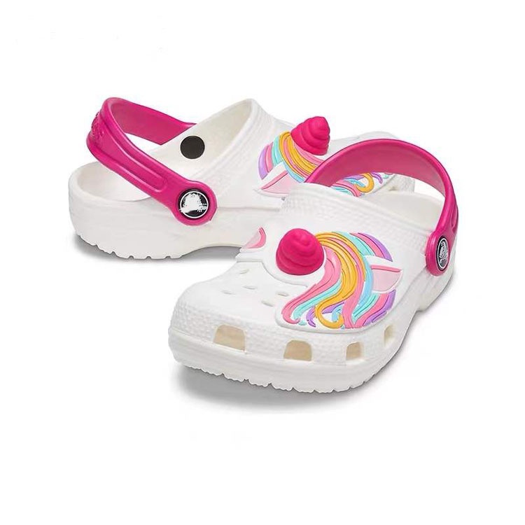 Giày Crocs Đi Biển Họa Tiết Kỳ Lân Đáng Yêu Cho Bé Gái