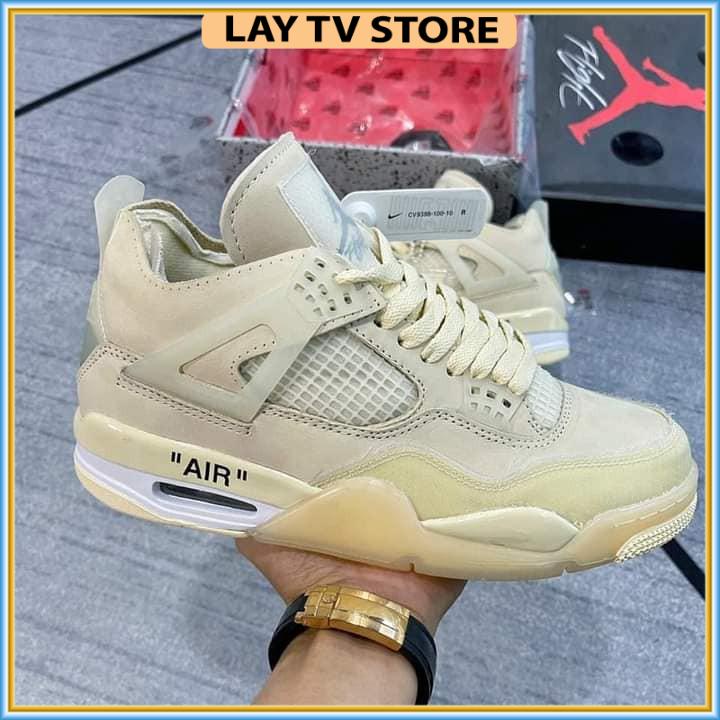 Giày thể thao Jordan 4 OFF WHITE, giày thể thao nam nữ full phụ kiện