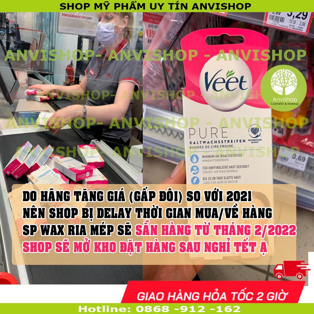 Miếng dán tẩy lông vùng kín VEET dùng cho cơ thể / bikini / nách ANVISHOP VEET Wax trips (veet bikini)