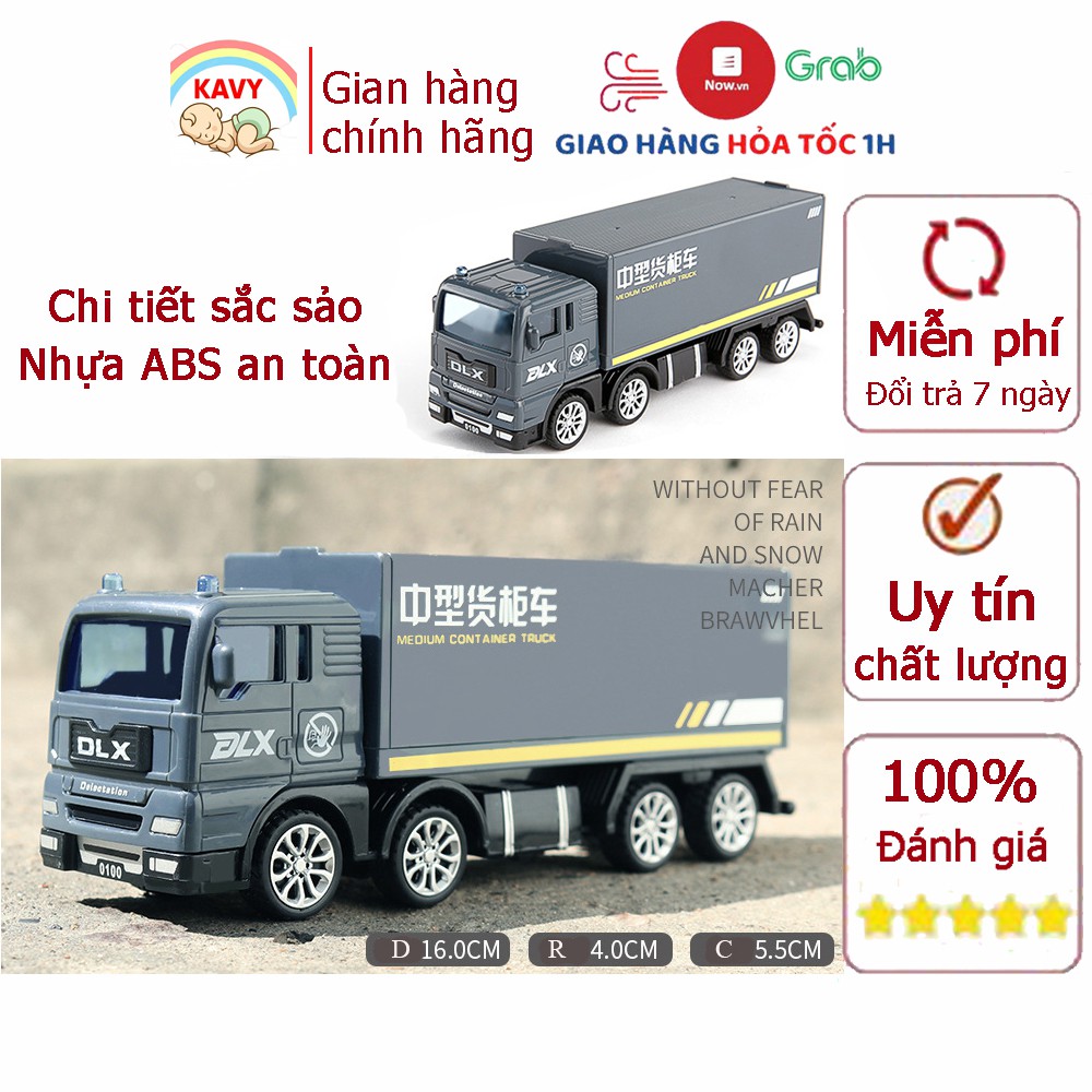 Đồ chơi mô hình xe tải container cho bé KAVY, nhựa an toàn chống rơi vỡ khi đập bền và đẹp, phát triển nhận biết về xe