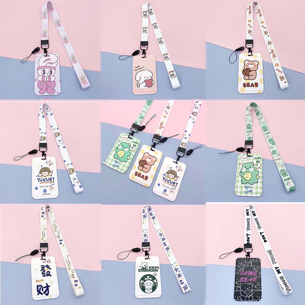 Vỏ Đựng Thẻ ID Kèm Dây Đeo Họa Tiết Hoạt Hình Xinh Xắn